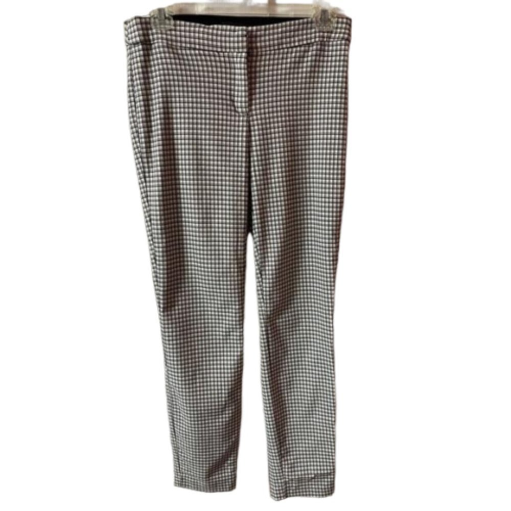 Adrienne Vittadini Black & White Checkered Slim Fit Pants Slacks Size 2 #0565